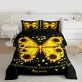 thumbnail image 2 of jejeloiu Kawaii Butterfly Bedding Comforter Set,Rustic Flower Sunflower Twin Comforter Sets,Yellow Black Bedding Set For Girls Teens,Super Cozy Room Decor Reversible,2 Pieces, 2 of 8