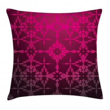 Magenta Decor Throw Pillow Cushion Cover, Victorian Stylized Classical Bound Ornamental Mosaic Patterns Nostalgic Design, Decorative Square Accent Pillow Case, 20 X 20 Inches, Rosewood, by Ambesonne