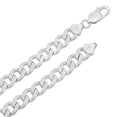 thumbnail image 2 of 8mm .925 Sterling Silver Diamond-Cut Flat Cuban Link Curb Chain Necklace + Bracelet Set, 24" (Necklace) + 7" (Bracelet), 2 of 7
