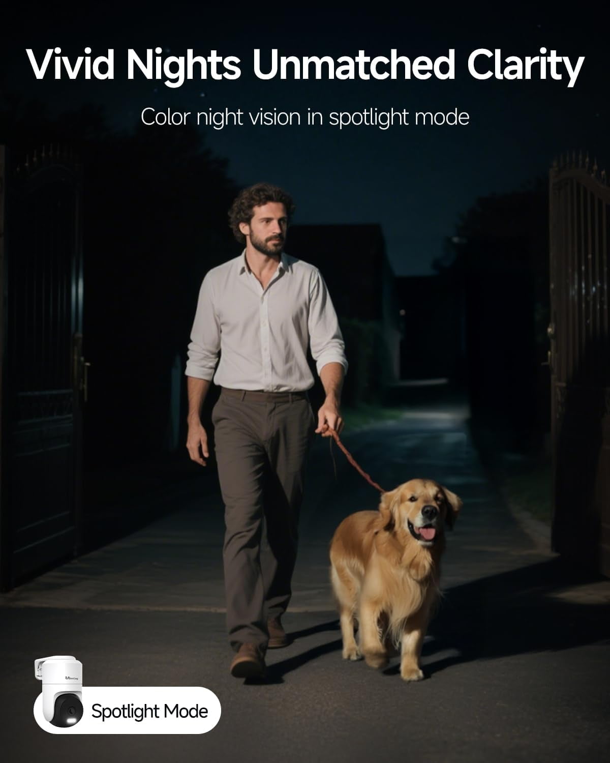 Vimtag Security Camera, 3.5K/6MP 360° Outdoor/Indoor Wired Plug-in 2.4G Wi-Fi Camera with Spotlight/Night Vision/Pan/Tilt/Speaker/2-Way Audio/Phone App/Human/Sound/Motion Detection for Home Security