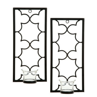 Set of 2 Large Metal Frame Wall Sconce, Decorative Wall Candle