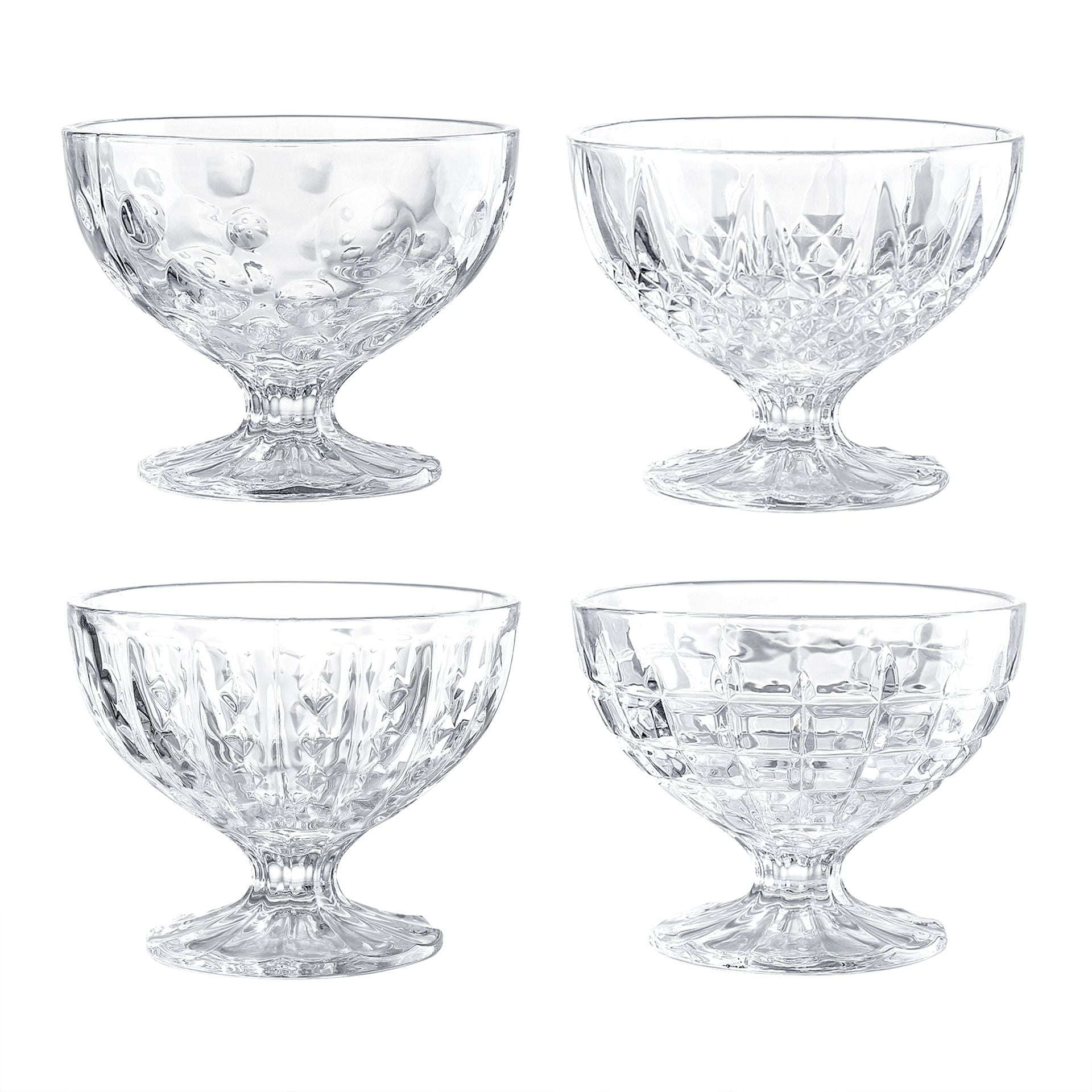 8 Ounce Clear Glass Ice Cream Cups Glass Dessert Bowls Set of 4