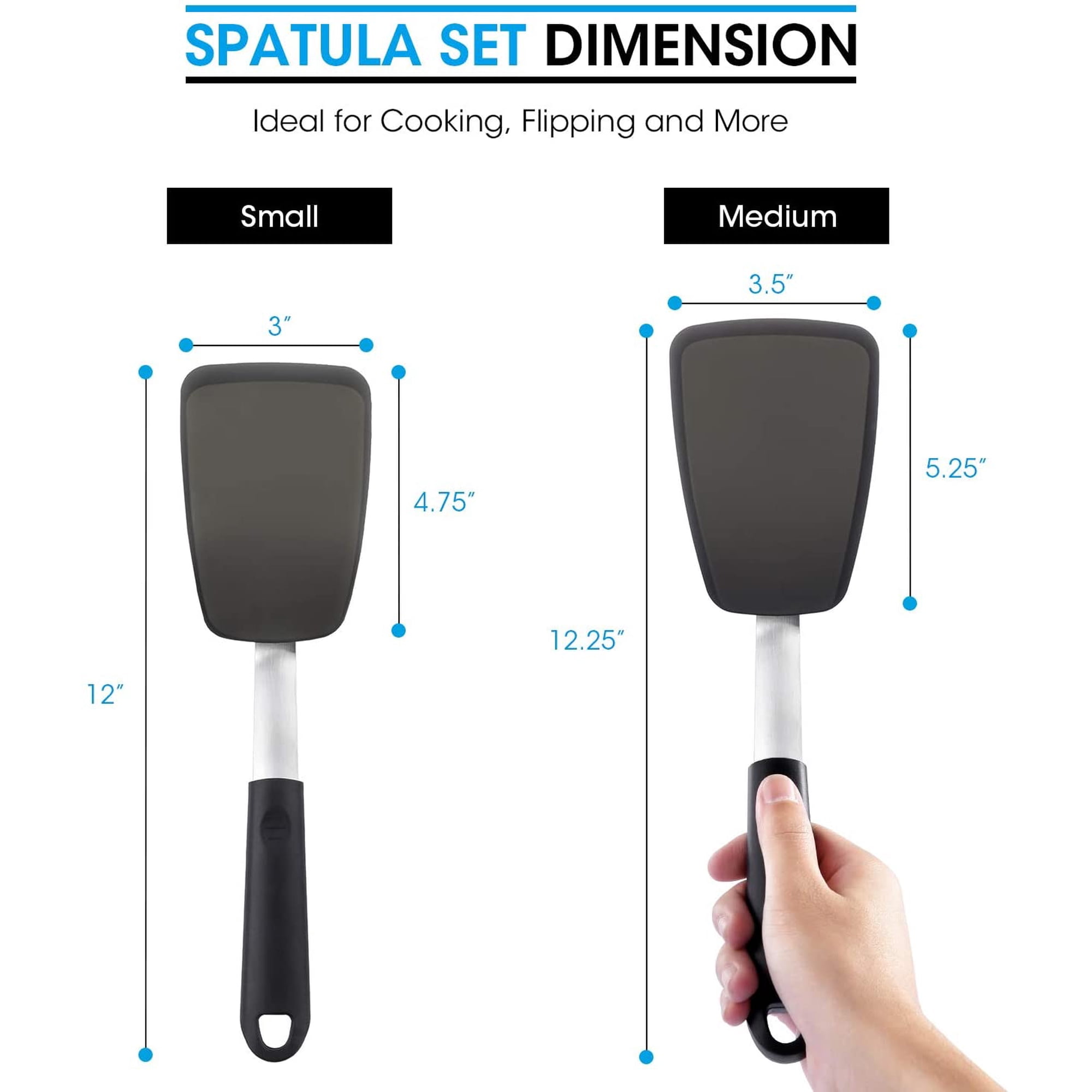 Lot De 2 Spatules Silicone Résistantes à 315°C - Ustensiles Cuisine Antiadhésifs Pour Crêpes, Œufs, Burgers