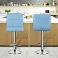 thumbnail image 2 of YSNW Bar Stools Set of 2, PU Leather Counter Height Barstools Armless Adjustable Swivel Bar Chairs with High Back for Home Kitchen Pub, Sky Blue, 2 of 18