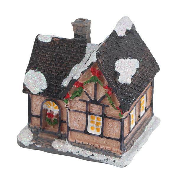 Casa de Navidad Jadeshay con luces LED de resina 57x56x45mm