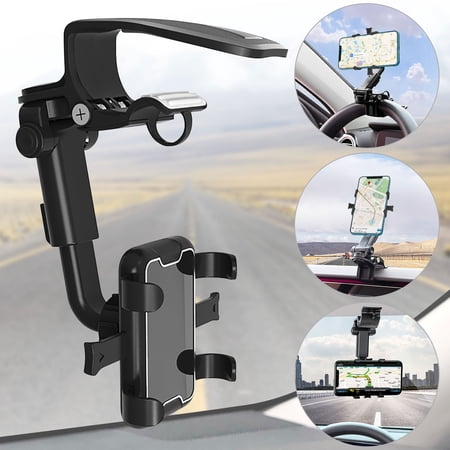 Car Phone Mount, TSV Rearview Mirror Stand Cellphone Holder for Car Compatible All 4.7-7.2inch Phones