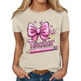 thumbnail image 2 of Xuyuer Women Graphic Print Round Neck Short Sleeve T-Shirt, Summer T-Shirt For School Season, 2 of 5