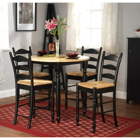 Rush Seat 5 Piece Counter Height Dining Set Black And Natural From Generic Accuweather Shop