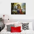 thumbnail image 4 of GOSMITH  Indian Style Radha Krishna Carrying His Cow and Flute By The River Poster Canvas Prints Modern Office Living Room Kitchen Bathroom Gift Decor Wall Art, 4 of 4