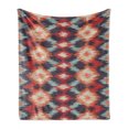 thumbnail image 1 of Ikat Soft Flannel Fleece Blanket, Oriental Double Batik Tie-Dye Weaving Style Graphic Ikat Forms Cultural Artisan, Cozy Plush for Indoor and Outdoor Use, 70" x 90", Red Orange Teal, by Ambesonne, 1 of 6