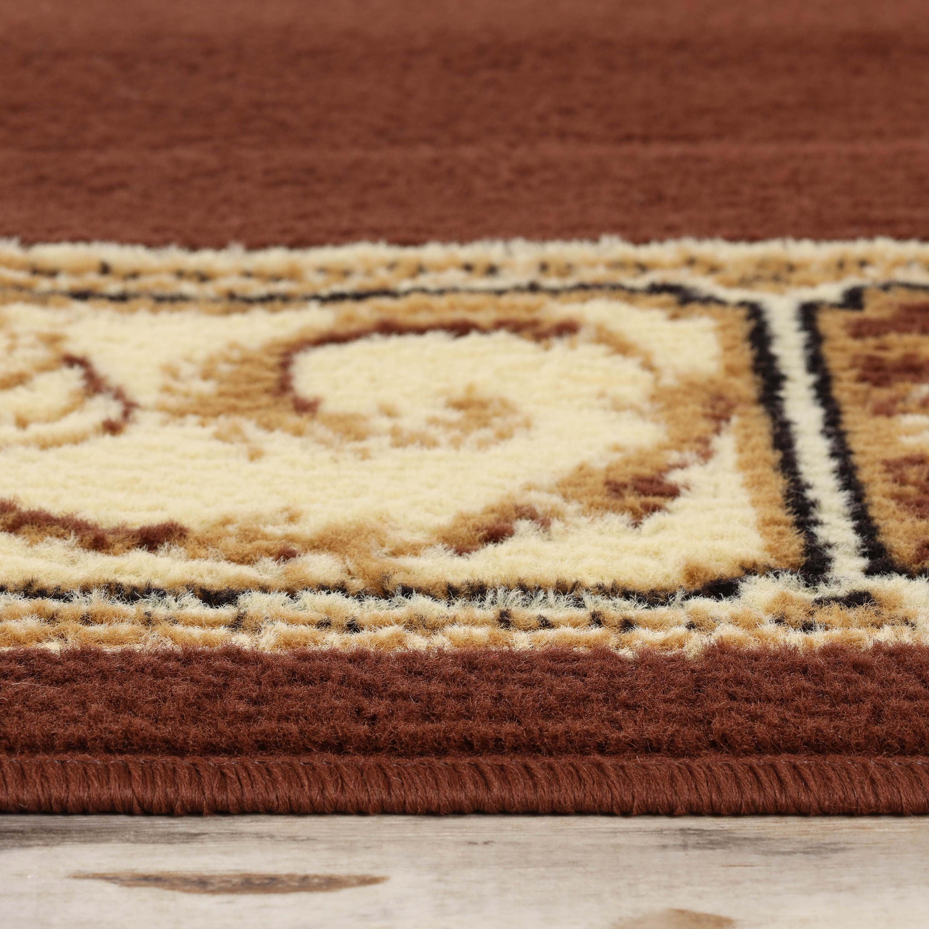Superior Classic Elegant Floral Medallion Power-Loomed Indoor Area Rug, Toffee, 4' x 6'