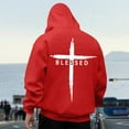 thumbnail image 5 of FASHOFT Christian Hoodies for Men Blessed Bible Verse Graphic Sweatshirts Inspirational Religious Faith Pullover Tops Red XXL, 5 of 7