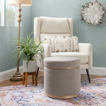 Contemporary Home Living Sherpa Storage Pouf Ottoman - 18" - Gray