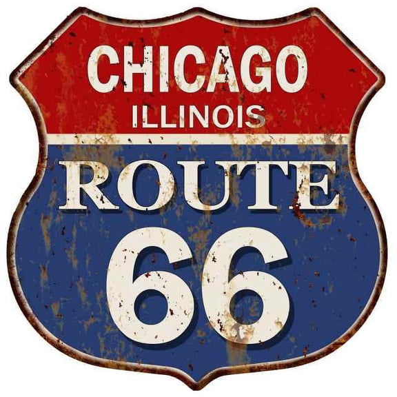 CHICAGO, ILLINOIS Route 66 Shield Metal Sign Man Cave Garage 211110013257