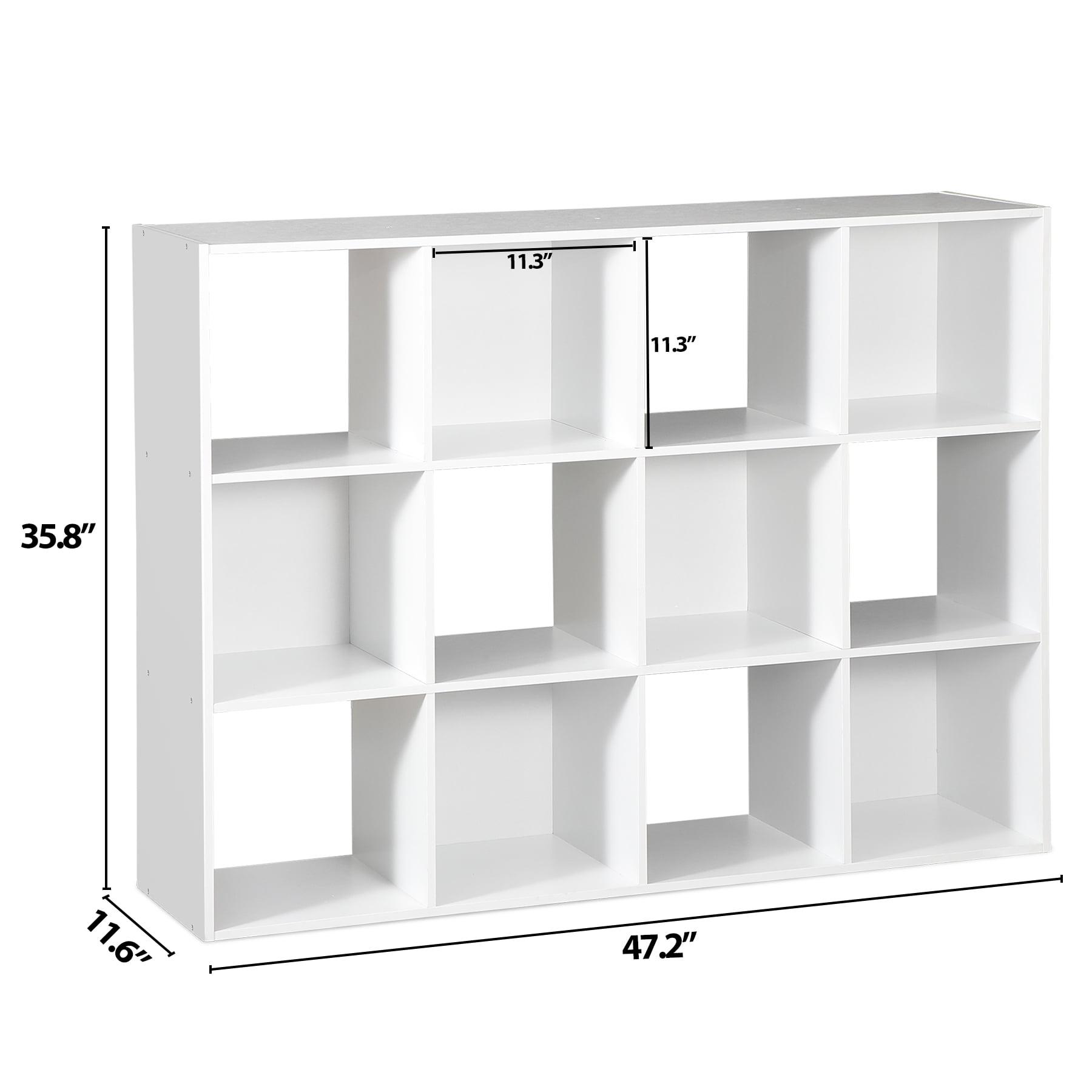 HomGarden 12 Cube Storage Organizer Wood White Bookshelf Cube Bookcase for Home Office