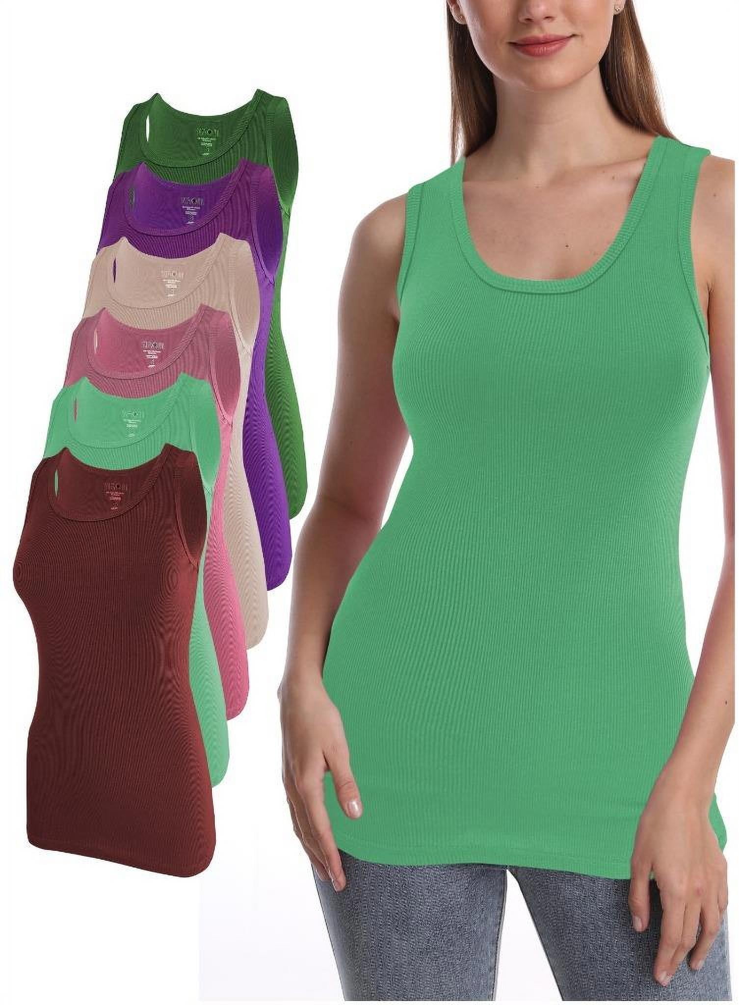 SUMONA Women Tank Tops Colorful Ribbed Rib A-Shirts Basic Sleeveless ...