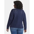thumbnail image 3 of Time and Tru Women's and Women's Plus Cable Knit Cardigan Sweater, Lightweight, Sizes XS-4X, 3 of 5