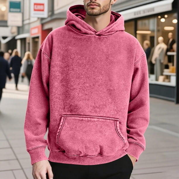 MHFRRA Sudadera con Capucha de Peso Pesado, Lavada, Suave y Cálida, con Bolsillo Frontal para Uso Informal Rojo