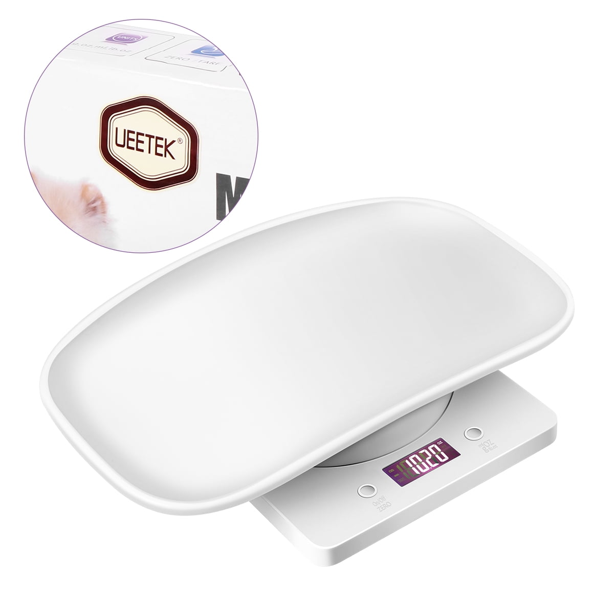 OUNONA 1Pc Small Pet Scale White Lightweight Digital Weighbridge with Clear Numbers for Dogs Cats Parrots
