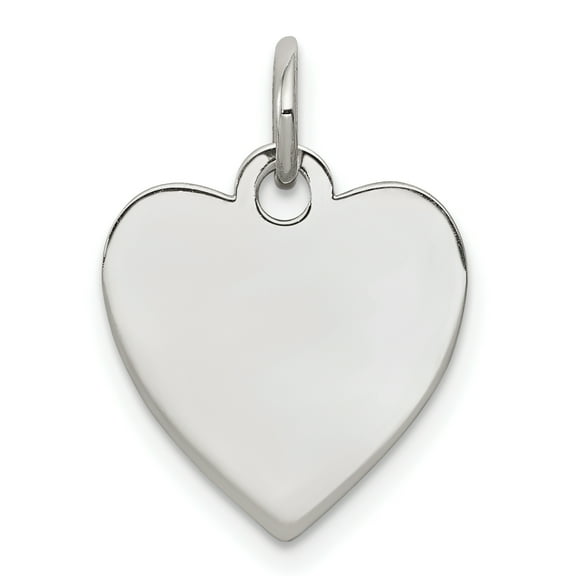 Sterling Silver Rh-plt Engraveable Heart Polished Front/Back Disc Charm QM390/35P
