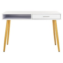 SAFAVIEH Jorja Contemporary White/Gold 1-Drawer Writing Desk (43.3 in. W x 19.7 in. D x 29.7 in. H)