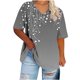 thumbnail image 4 of Camisetas Casuales de las Mujeres Más Tamaño V-Cuello Impresión Manga Corta Color Sólido Base de Verano Superior, Ligero para Diario, 4 of 9
