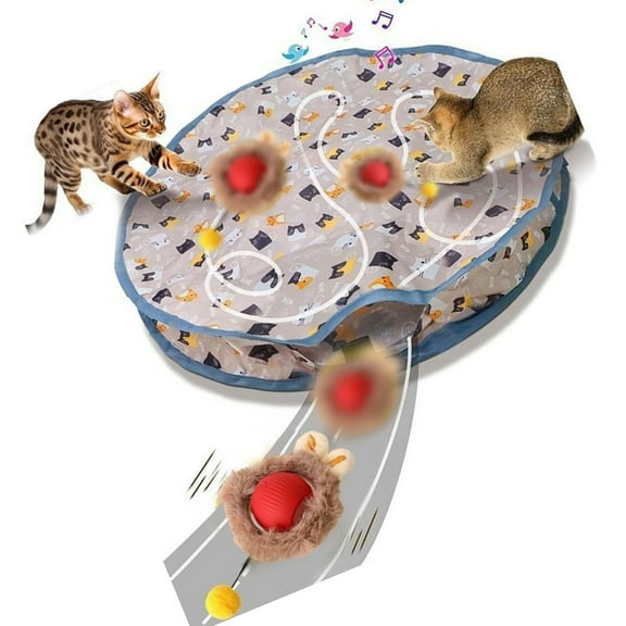 Fast Rolling Toy Ball and Motion Activated Cats Toy Playmat Rechargeable Interaction Play Mat Cats Chasing
