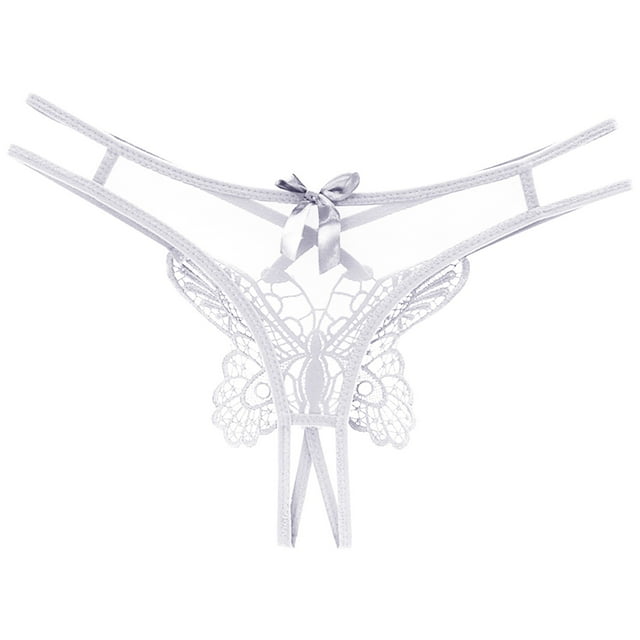Liquidation 2025 Culottes pour Femmes Femmes Taille Basse Sans Traces en Maille Brodée Grand Papillon String à Bout Ouvert