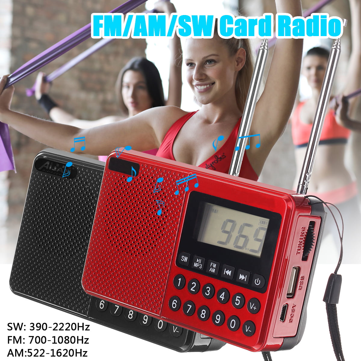 Mini Portable Pocket AM FM Radio Speaker Telescopic Antenna MP3 Player Digital 