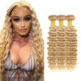 thumbnail image 1 of Paquetes de pelo Ladrxadr Blonde Deep Wave 45 50 55 cm, 3 paquetes, 1 of 6