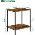 thumbnail image 3 of Small End Table 2 Tier Wood Metal Rustic Side Table Living Room with Storage Shelf Narrow Bedside Table for Small Spaces Bedroom Office, Brown, 3 of 8