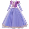 thumbnail image 3 of HAWEE Princess Costume Puff Sleeve Long Sleeve Purple Party Dress Sequin Cosplay Dress with Accessories, 3 of 7