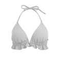 thumbnail image 4 of Bikini Top for Women Solid color String Halter Back-tie Ruffled hem Wire Free Triangle Cups Swimwear Top Only(White,S), 4 of 4