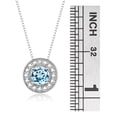 thumbnail image 4 of RYLOS Necklace Sterling Silver 925 Halo Designer Necklace Gemstone &  Diamonds 18" Chain 4MM Blue Topaz December Birthstone Womens Jewelry Silver Necklace, 4 of 8