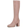 thumbnail image 1 of Unique Bargains Women's Round Toe Block Heel Knee High Boots, 1 of 6