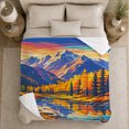 thumbnail image 5 of Sunrise Over Mountain Lake Autumn Foliage Reflections Scenic, Peaceful Mountain Lake Scene, Warm Flannel Blanket for Cabin and Lodge, Outdoor Lovers Thanksgiving Gift, Artistic Home Decor, 5 of 9