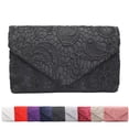 thumbnail image 1 of CHOK Lace Floral Envelope Handbag Evening Bag Wedding Bride Party Bag Coin Purses-White, 1 of 4