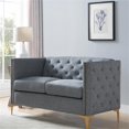 thumbnail image 2 of Bowery Hill Modern Fabric Tufted Loveseat with Pocket Coil Cushions in Gray, 2 of 5