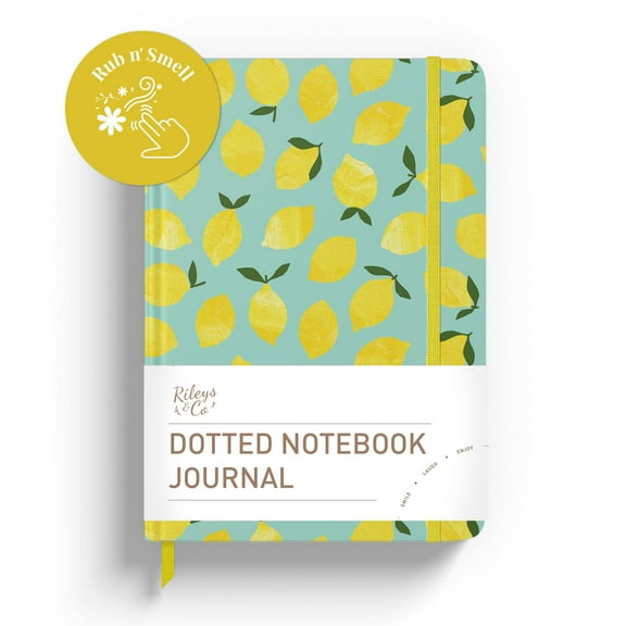 Rileys Co Dotted Journal Notebook, Dot Grid Hardcover Notebook, Thick Paper Journal, Motivational Journal, 8x6 inches, For Notes - (Lemon)
