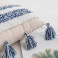 thumbnail image 3 of Geometric Embroidery Tufted Throw Pillow Covers 18x18 Inch Farmhouse Cotton Canvas Woven Tufted Tassel Cushion Covers Home Decor (Navy,18"x18"), 3 of 4