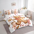 thumbnail image 4 of Manfei Cartoon Gingerbread Man 7pcs Bedding Comforter Set,Christmas Candy Queen Bedding Sets,White Red Brownr Queen Sheet Sets For Boys Girls,Microfiber Bedroom Decor Reversible, 4 of 9
