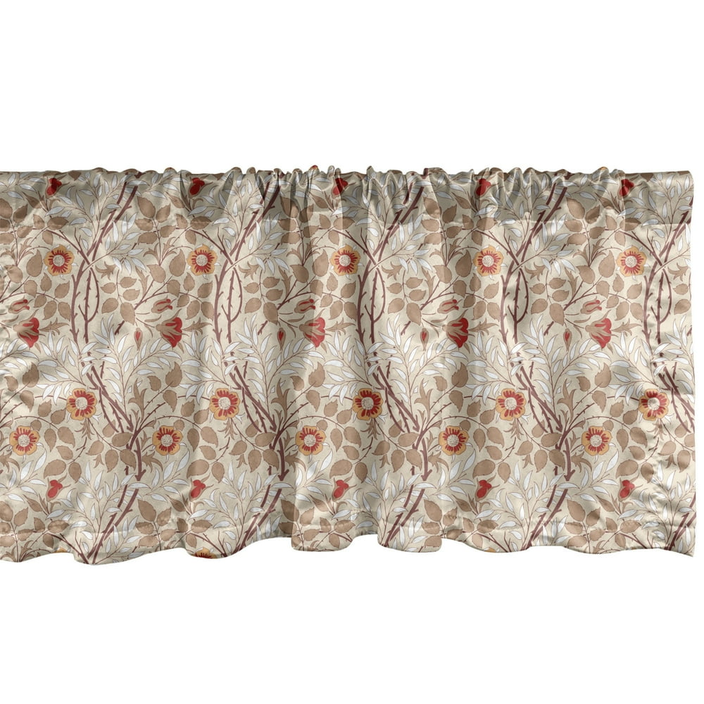 Floral Window Valance, Vintage Botanical Plantation Flowers and