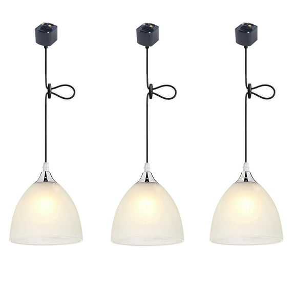 JLOWCO 3 Pack Track Lighting Pendants Adjustable Height Light Fixture Dining Room Kitchen Lights Ceiling Hanging Over Table (LED Bulb Include)
