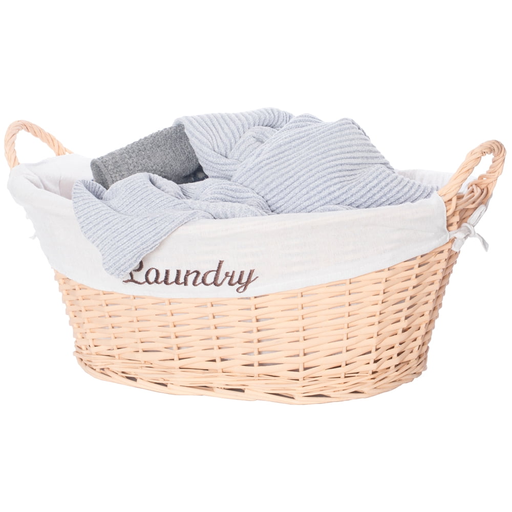 Willow Laundry Hamper Basket with Liner and Side Handles