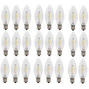 25-Pack LED Replacement Light Bulbs for Electric Candle Lamps, Window Candles, Chandeliers - 7 Watt Equivalent Candelabra, Clear, Steady Burning, 120v 7w Bulb