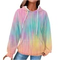 thumbnail image 3 of Craaazy Womens Hoodies Tie Dye Hoodies for Women Knit Long Sleeve Crew Neck Sweatshirt Trendy Drawstring Athletic Pullover With Pocket Gifts For Women, 3 of 6
