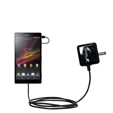 Gomadic Intelligent Compact AC Home Wall Charger suitable for the Sony Xperia Z1 - High output power with a convenient, foldable plug design - Uses Ti
