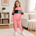 thumbnail image 2 of Gaexia Girls Tracksuit Leopard Print Long Sleeve Set, Matching Joggers Two Piece Outfit, Cozy Athletic Wear for Fall Winter, 2 of 6