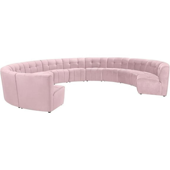 Maklaine 12-Piece Modular Contemporary Velvet Sectional Sofa in Pink