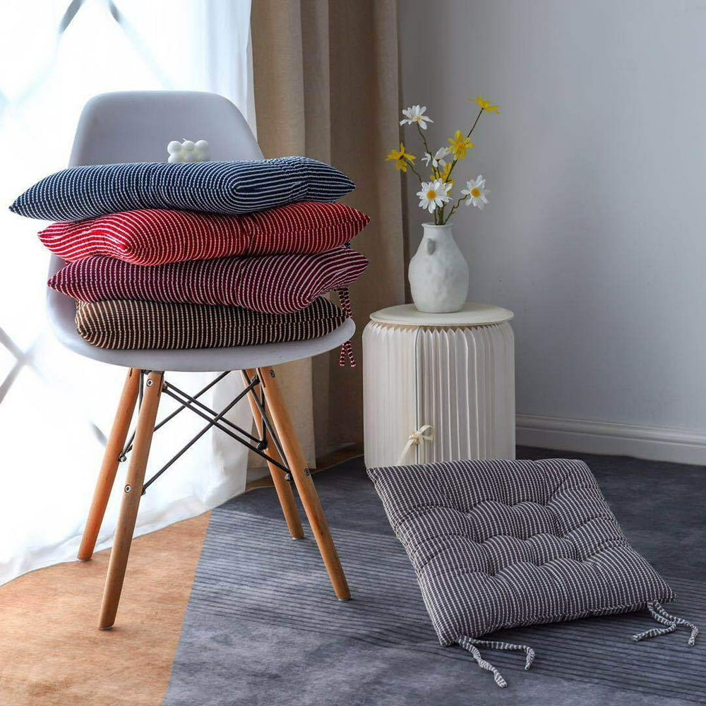 Chair Cushion with Ties, Decorative Throw Pillows Square Soft Stripe